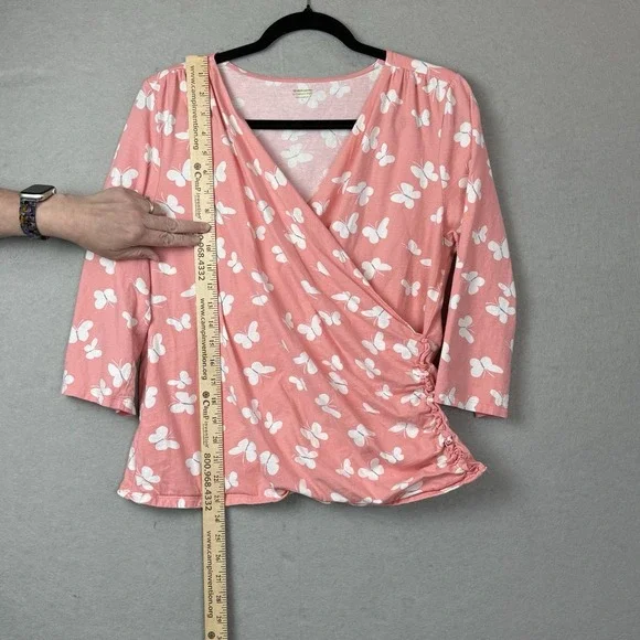 Garnet Hill L Pajamas Sleep Asian Inspired Long Sleeve Sleep Top Only Butterfly - Picture 3 of 6